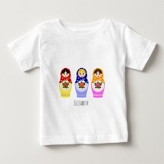 ロシアのなmatryoshkaの人形の一流のベビーのワイシャツ ベビーTシャツ (正面)