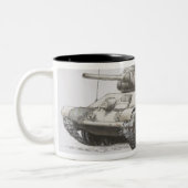ロシアのなT-34戦車、側面図 ツートーンマグカップ (左)
