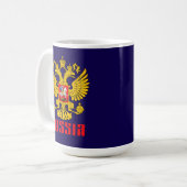 ロシアのインペリアルイーグル国旗 コーヒーマグカップ (正面左)