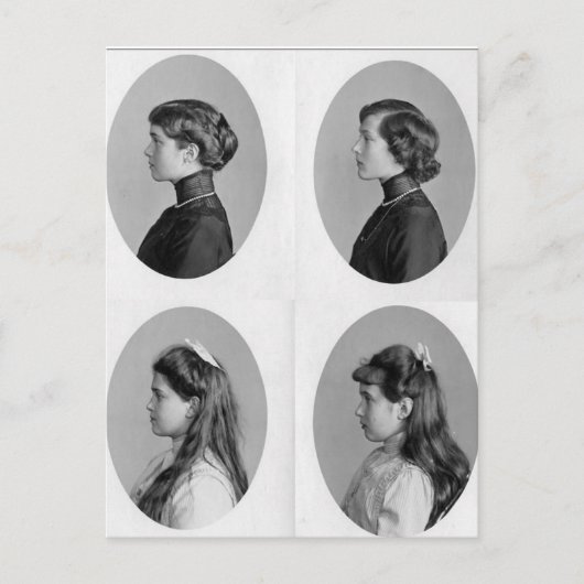 ロシアのオルガ、タティアナ、マリー、アナスタシア・ロマーノフ ポストカード (正面)