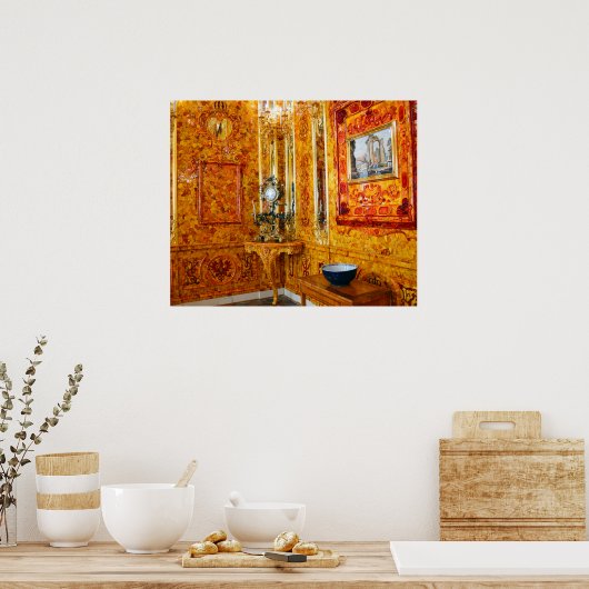 ロシアのキャサリン宮殿の琥珀の部屋 ポスター (キッチン)