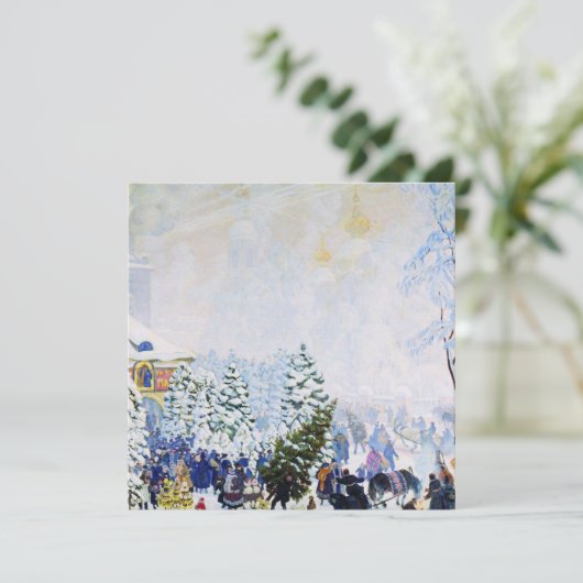 ロシアのクリスマスツリー市場（ボリス・クストディエフ） カード (スタンド正面)