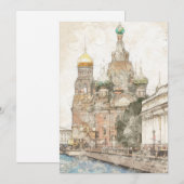 ロシアのサンクトペテルブルク 冬の街のホリデーカード シーズンカード (正面/裏面)