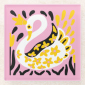 ロシアのスタイルおとぎ話ク王室のラス白鳥 ガラスコースター (正面)