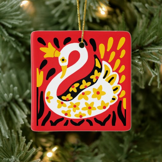 ロシアのスタイルおとぎ話ク王室のラス白鳥 セラミックオーナメント (ツリー)