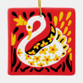 ロシアのスタイルおとぎ話ク王室のラス白鳥 セラミックオーナメント (正面)