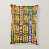 ロシアのフォークアインスパイアテロ緑紫 アクセントクッション (裏面(縦))