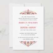 ロシアのフォークアートホクロマフラワーフォーマル結婚ズ 招待状 (正面)