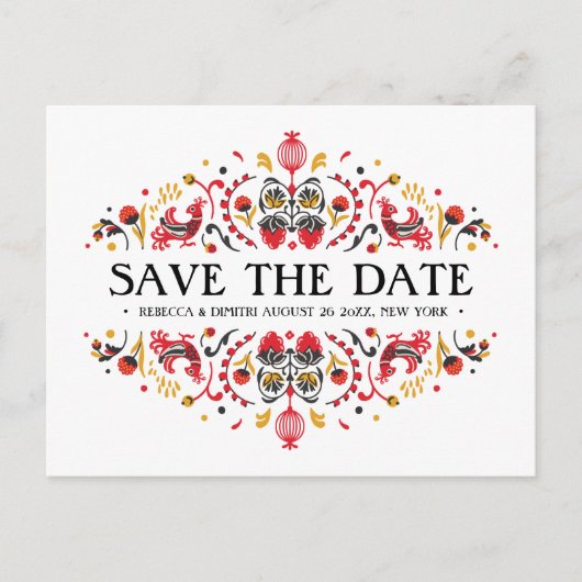 ロシアのフォークアートホクロ結婚マ 案内ポストカード (正面)