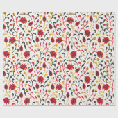 ロシアのフォークアートレッドイエローブラック葉 ラッピングペーパー (フラット)