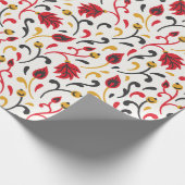 ロシアのフォークアートレッドイエローブラック葉 ラッピングペーパー (角)