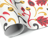 ロシアのフォークアートレッドイエローブラック葉 ラッピングペーパー (ロールコーナー)