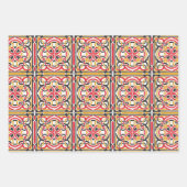 ロシアのフォークアートレッドベリーとラディユグ幾何学模様 ラッピングペーパーシート (正面3)