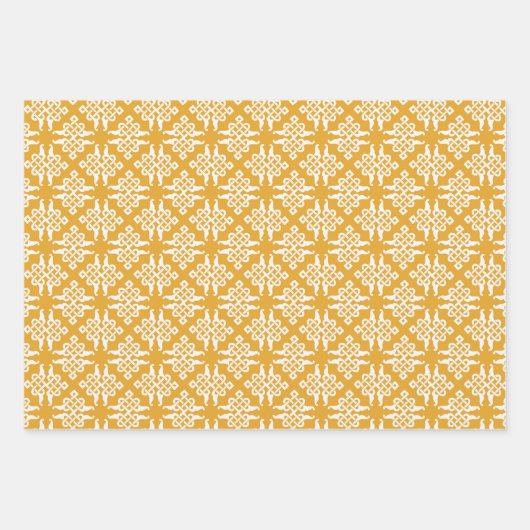 ロシアのフォークアートレッドベリーとラディユグ幾何学模様 ラッピングペーパーシート (正面2)