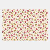 ロシアのフォークアートレッドベリーとラディユグ幾何学模様 ラッピングペーパーシート (正面)