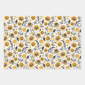 ロシアのフォークアート赤い黄色の花と葉 ラッピングペーパーシート (正面)