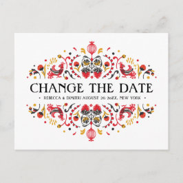 ロシアのフォークアートKhokhlomaの結婚延期 案内ポストカード