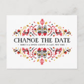 ロシアのフォークアートKhokhlomaの結婚延期 案内ポストカード (正面)