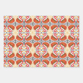 ロシアのフォーク黒い赤い花と鳥の幾何学的 ラッピングペーパーシート (正面3)