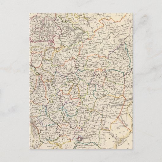 ロシアのヨーロッパ一般地図 ポストカード (正面)