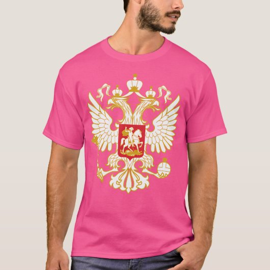 ロシアのロシア国旗のイーグルロシアのコート Tシャツ (正面)