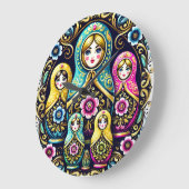 ロシアの人形バブシュカ壁時計 ラージ壁時計 (傾斜)