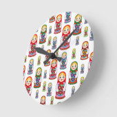 ロシアの人形 ラウンド壁時計 (傾斜)