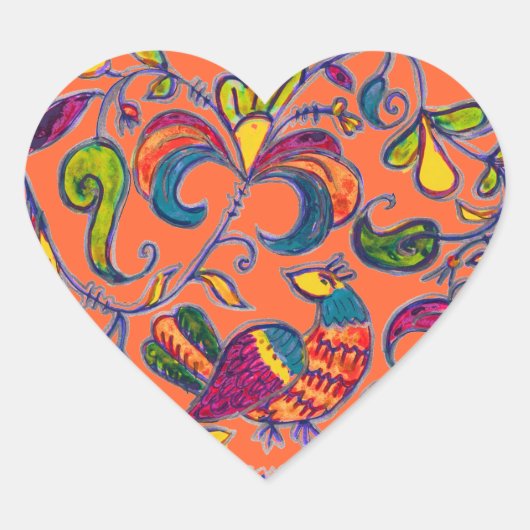ロシアの北鳥フォークアート ハートシール (正面)