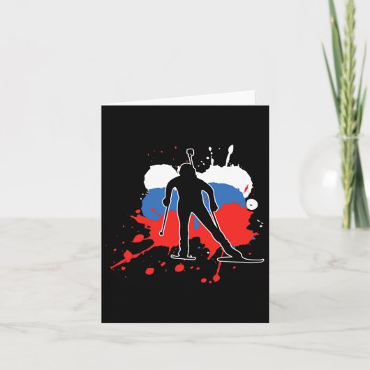 ロシアの国旗のバイアスロン選手 - ロシアのバイアスロン カード (正面)