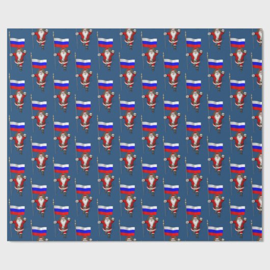 ロシアの国旗を持つサンタクロース ラッピングペーパー (フラット)