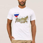 ロシアの旗のハートおよび地図のTシャツ Tシャツ (正面)