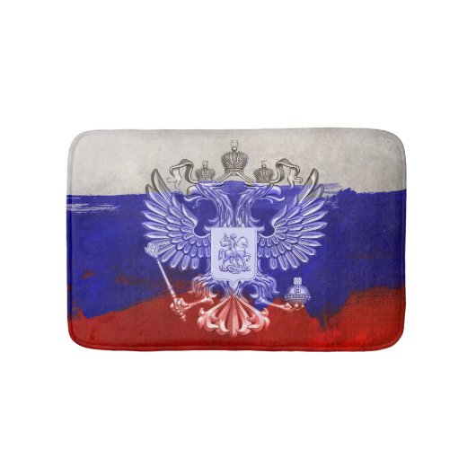 ロシアの旗のペンキのグランジなデザイン バスマット (正面)