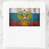 ロシアの旗を振っている 長方形シール (バッグ)