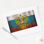 ロシアの旗を振っている 長方形シール (封筒)