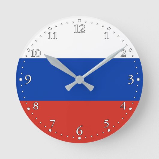 ロシアの旗 ラウンド壁時計 (正面)