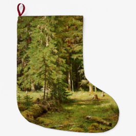 ロシアの林(素朴横) （緑の森） ラージクリスマスストッキング
