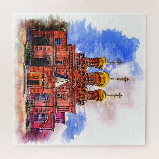 ロシアの正教会。スケッチスタイルイラストレーション ジグソーパズル (横)