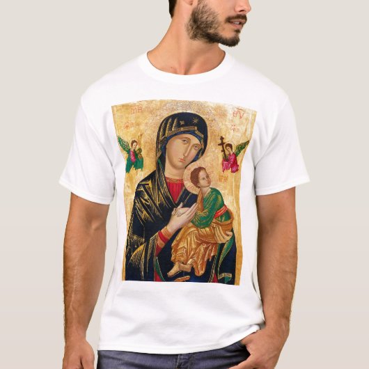 ロシアの永遠の助けの聖母マリアのイコン Tシャツ (正面)