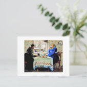 ロシアの男性とお茶 ポストカード (スタンド正面)