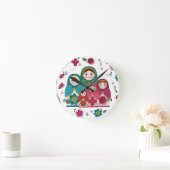 ロシアの白人形 ラウンド壁時計 (ホーム)