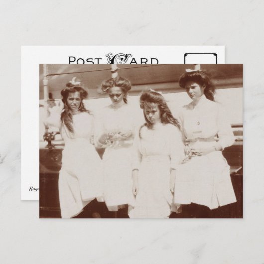 ロシアの皇帝の娘たち - ロマノフ王女たち - OTMA ポストカード (正面/裏面)