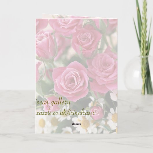 ロシアの誕生日、赤いバラとカモミール カード (裏面)