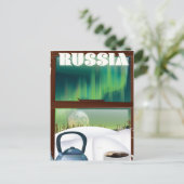 ロシアの雪に包まれたコージーハット ポストカード (スタンド正面)