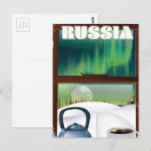 ロシアの雪に包まれたコージーハット ポストカード (正面/裏面)