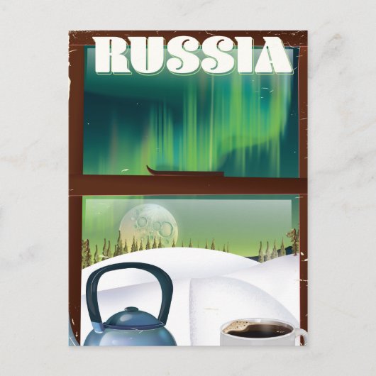 ロシアの雪に包まれたコージーハット ポストカード (正面)
