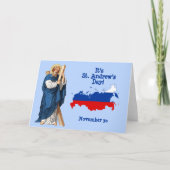 ロシアの饗宴の日カードの国旗の地図と聖アンドリュー カード (正面)