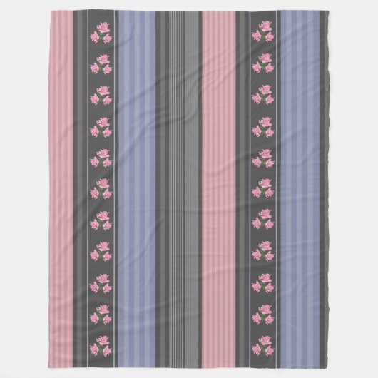 ロシアの,ストライプのパッチワーク フリースブランケット (正面)