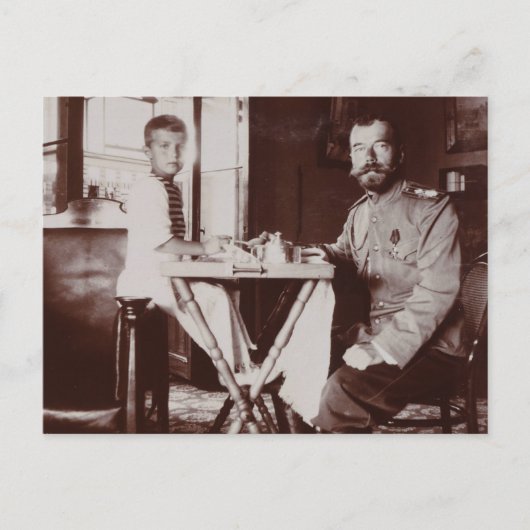 ロシアのTsar Nicolas & Tsarevitch Alexis Romanov ポストカード (正面)