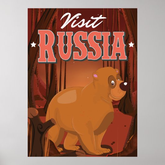 ロシアを訪ねて ビンテージ旅行ポスター カートゥーン ポスター (正面)