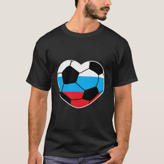 ロシアサッカーボールハートジャージーロシアのサッカーG Tシャツ (正面)